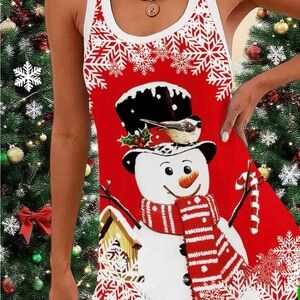 Festive Snowman Red Tank Top